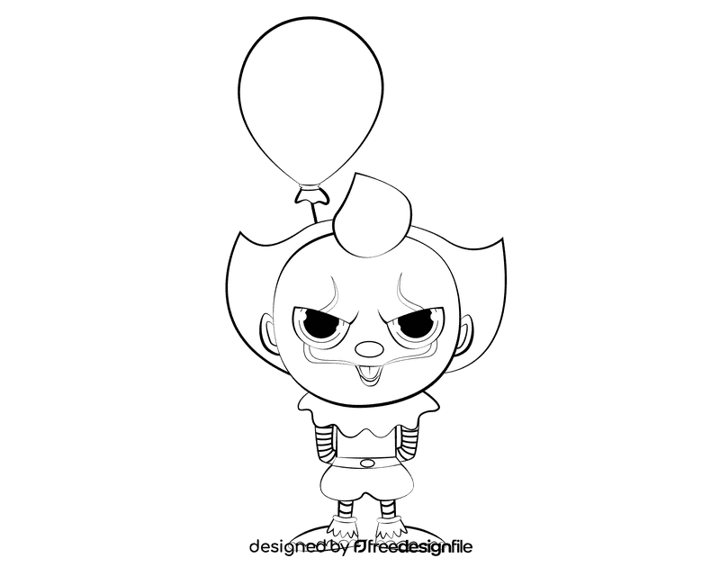 Cute Pennywise black and white clipart