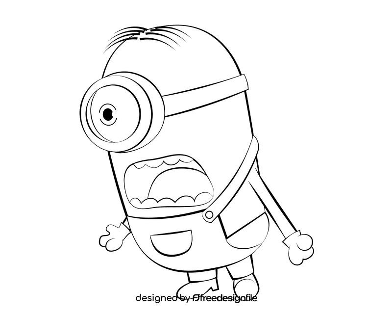 Cute Minions black and white clipart