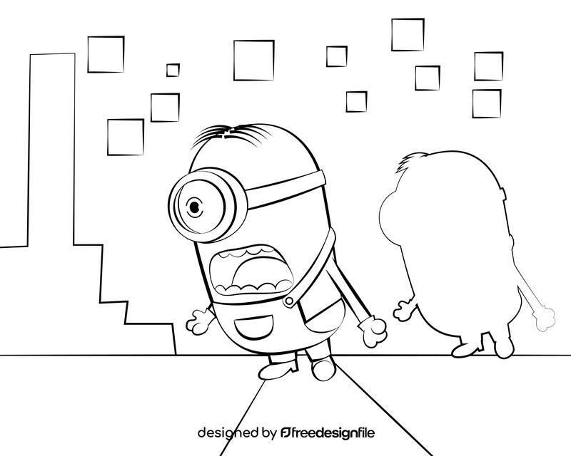 Cute Minions black and white vector