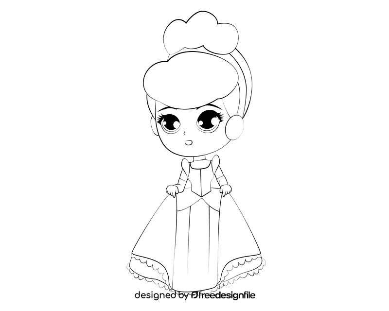 Cinderella black and white clipart