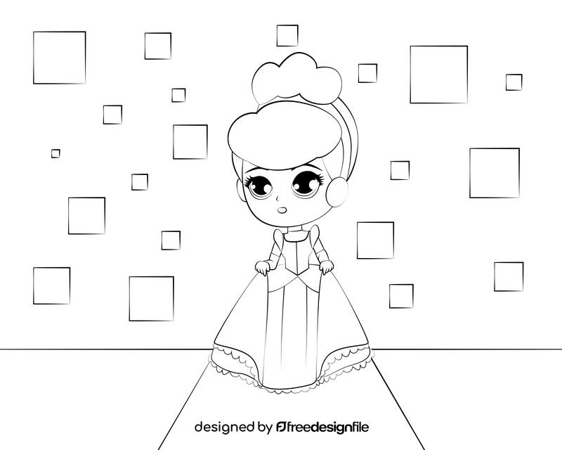 Cinderella black and white vector