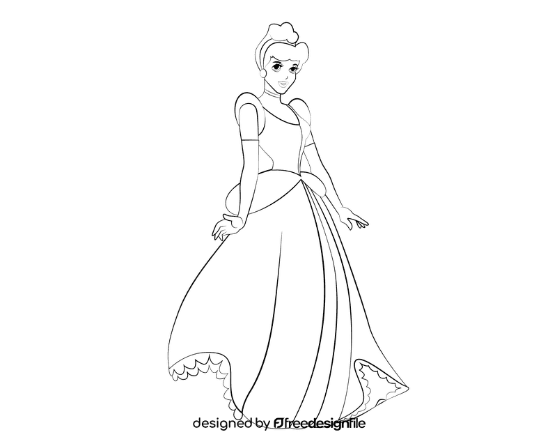 Cinderella black and white clipart