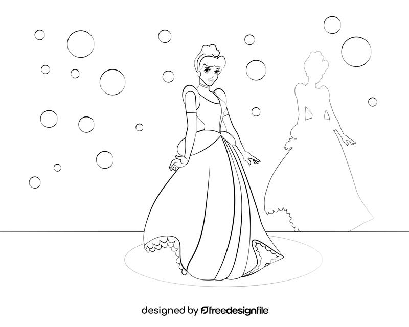 Cinderella black and white vector