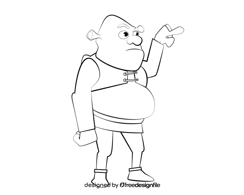 Shrek Funny black and white clipart