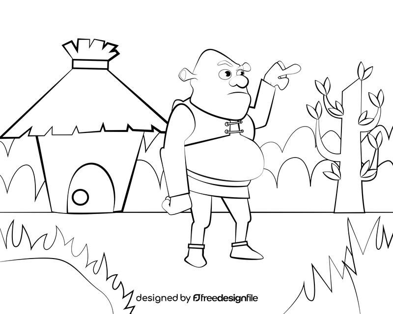 Shrek Funny black and white vector