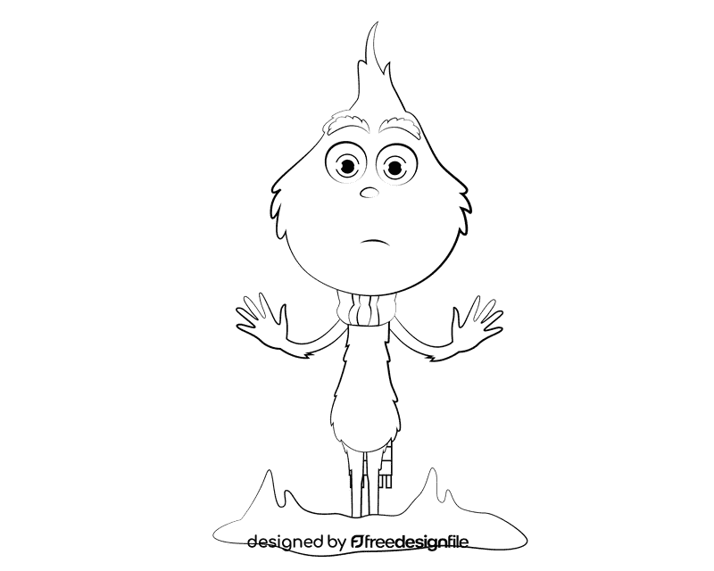 Cute Grinch black and white clipart