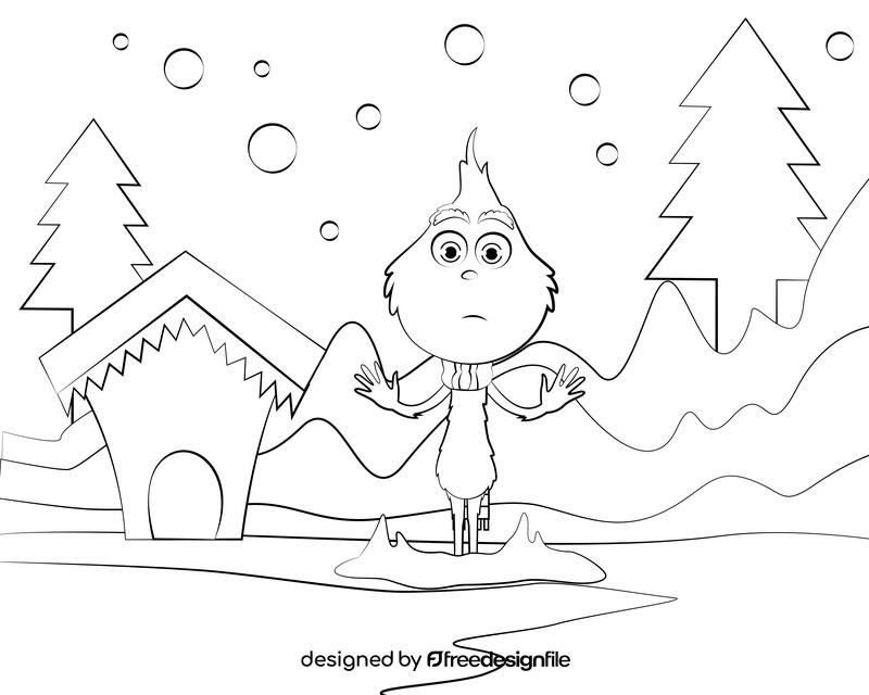 Cute Grinch black and white vector