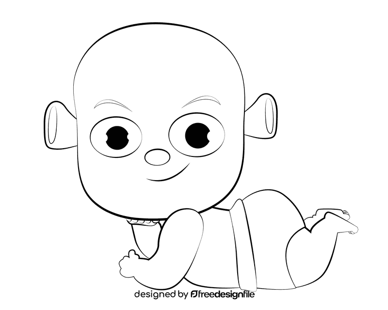 Cute Shrek black and white clipart