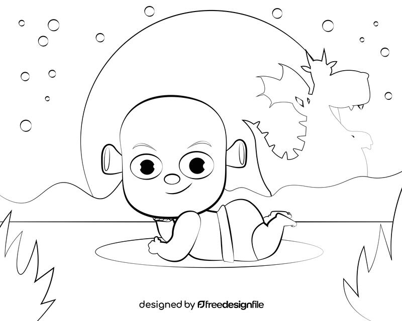 Cute Shrek black and white vector