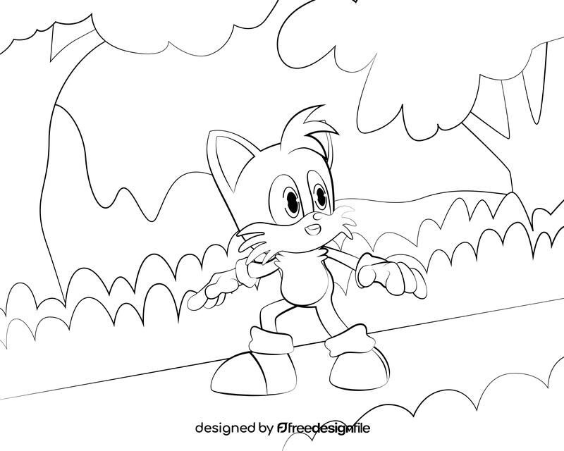 Cute Sonic black and white vector