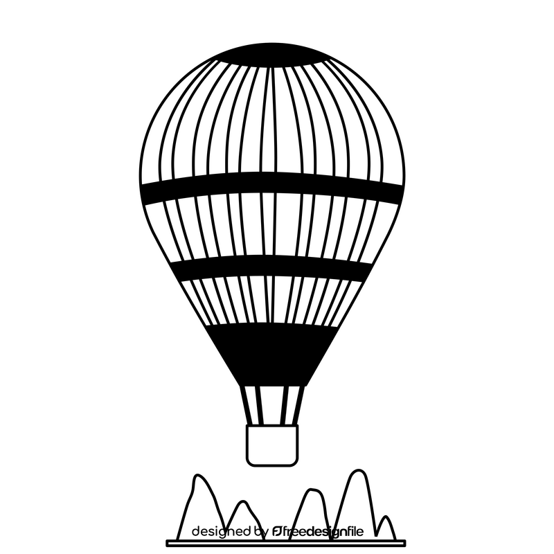 Cappadocia hot air balloon black and white clipart