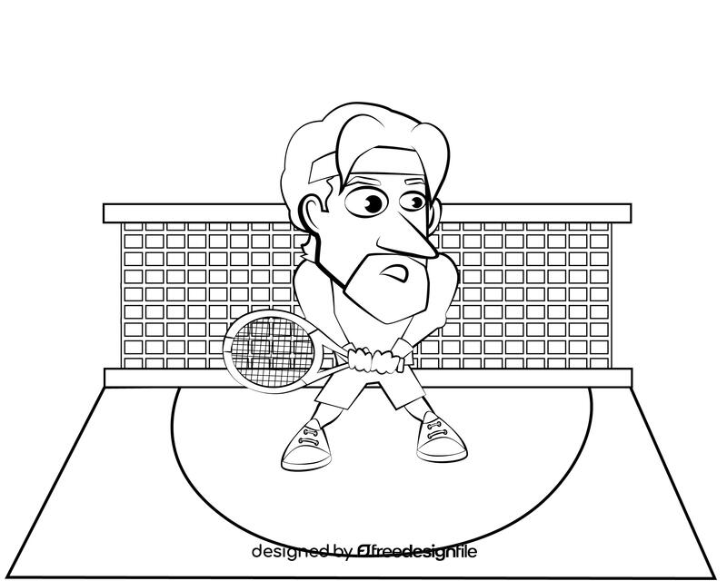 Funny Tennis Player black and white vector