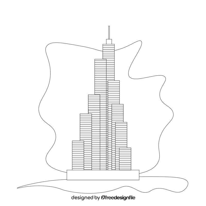 Burj khalifa black and white clipart