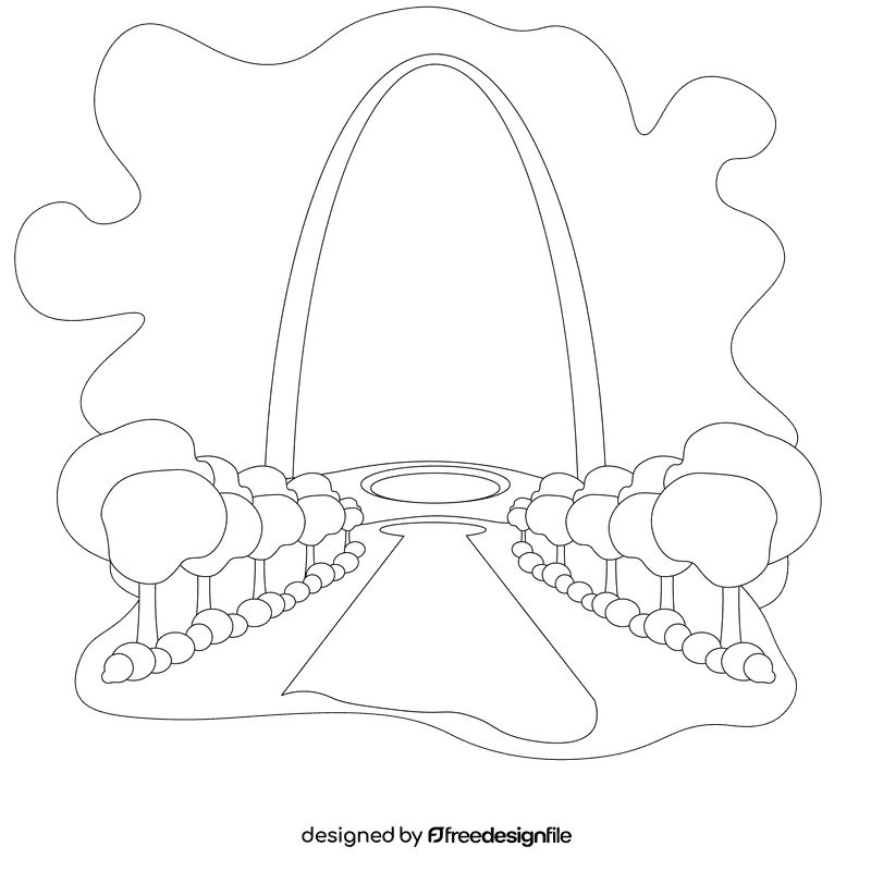 Gateway arch black and white clipart