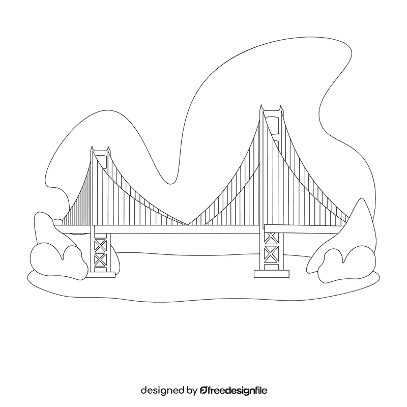 Golden bridge black and white clipart