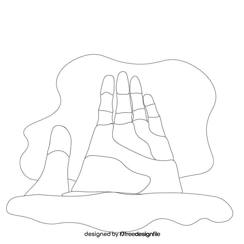 Hand of the desert black and white clipart