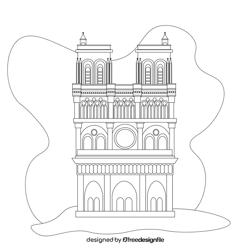 Notre dame black and white clipart