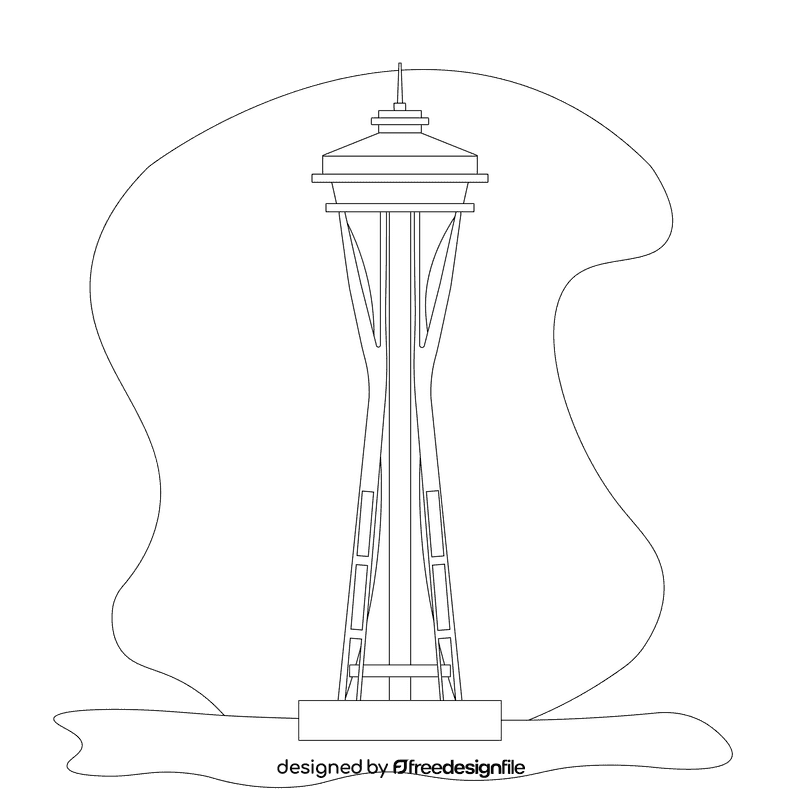 The space needle black and white clipart