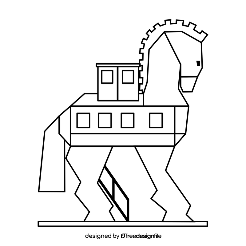 Trojan Horse black and white clipart