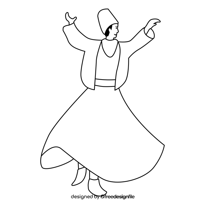 Whirling dervishes black and white clipart