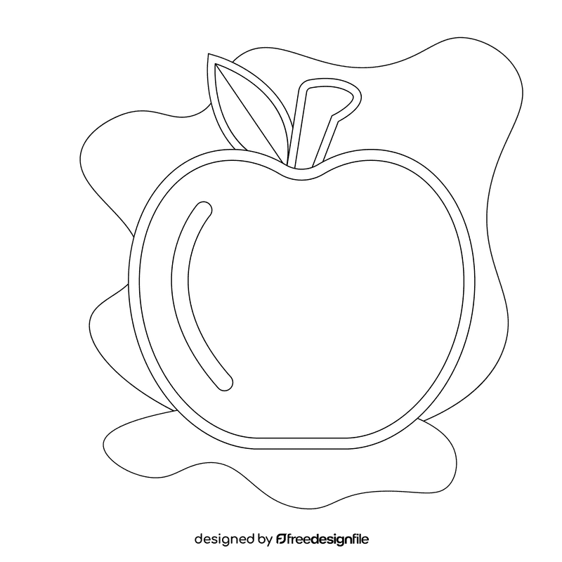 Green apple black and white clipart