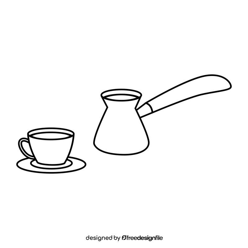 Traditional turkish coffee black and white clipart