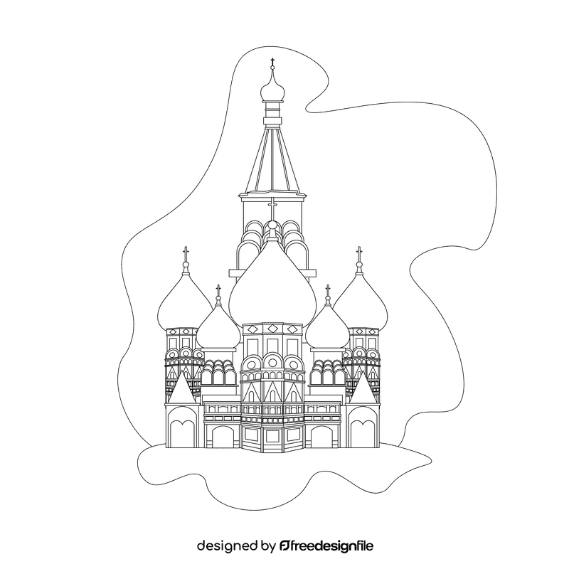 Saint basil cathedral black and white clipart