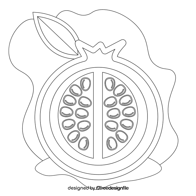 Pomegranate black and white clipart