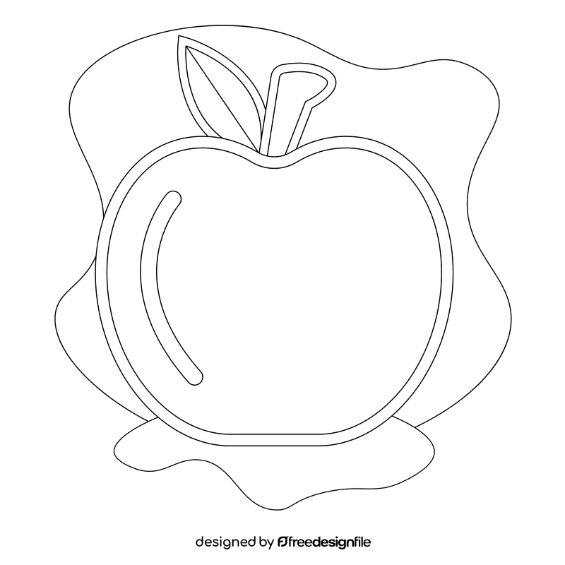 Red apple black and white clipart