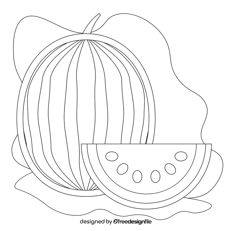 Watermelon black and white clipart