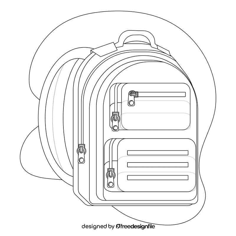 Backpack black and white clipart