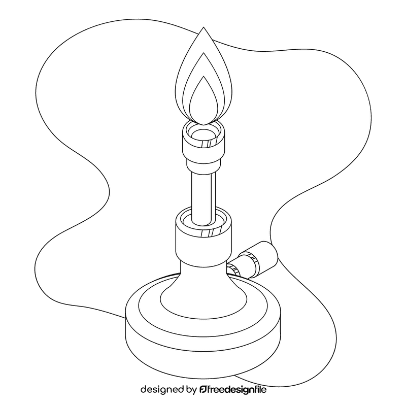 Bunsen burner black and white clipart