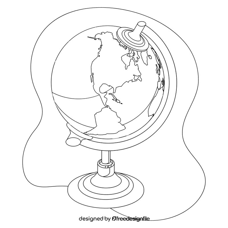 Globe black and white clipart