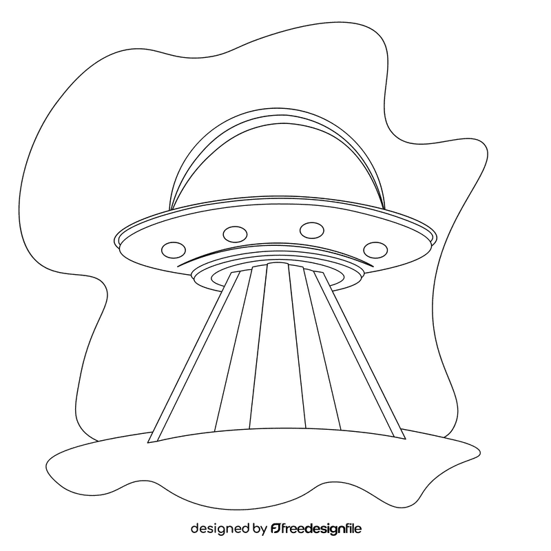 Alien spaceship black and white clipart