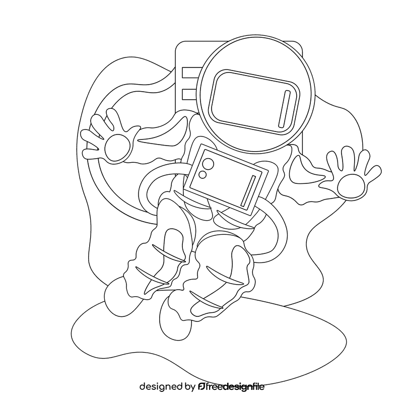 Astronaut black and white clipart