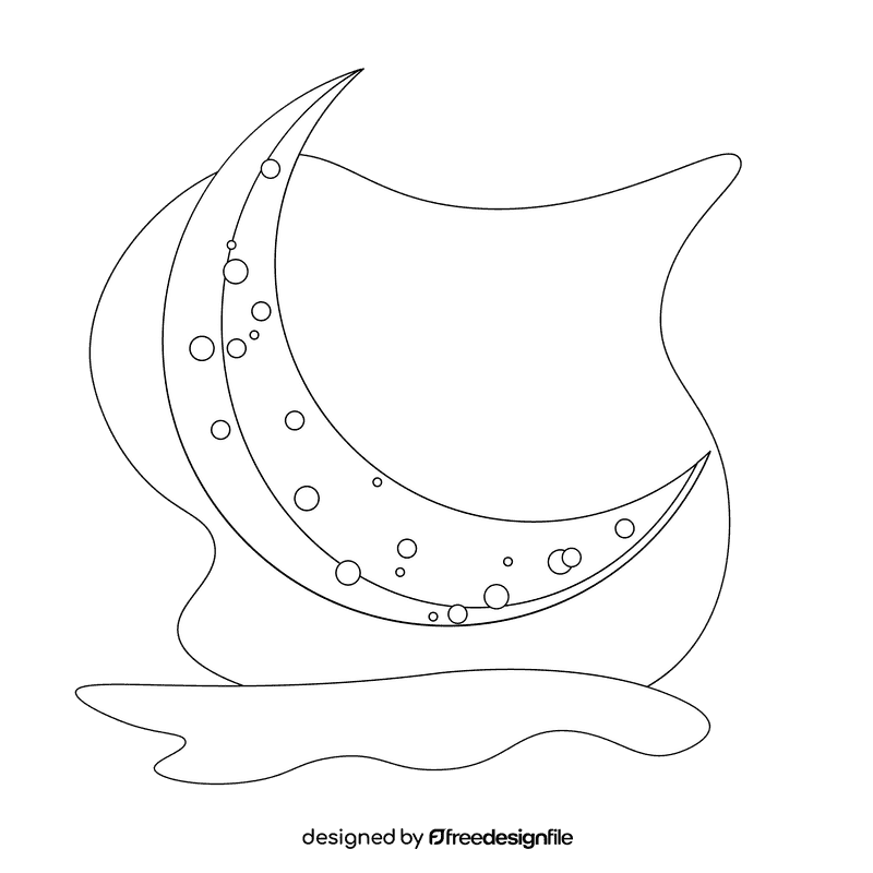 Crescent moon black and white clipart