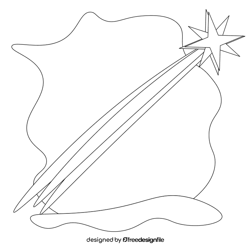 Shooting star black and white clipart