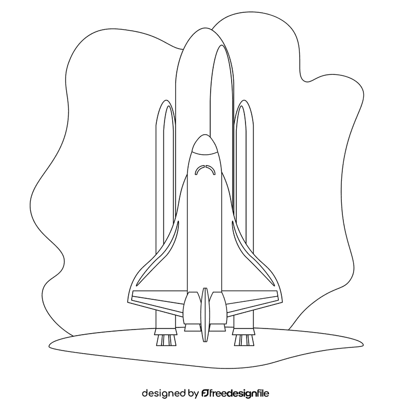 Space shuttle black and white clipart