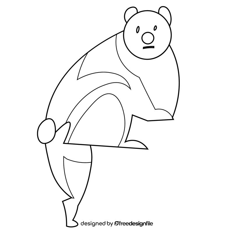 Bear disappointed black and white clipart