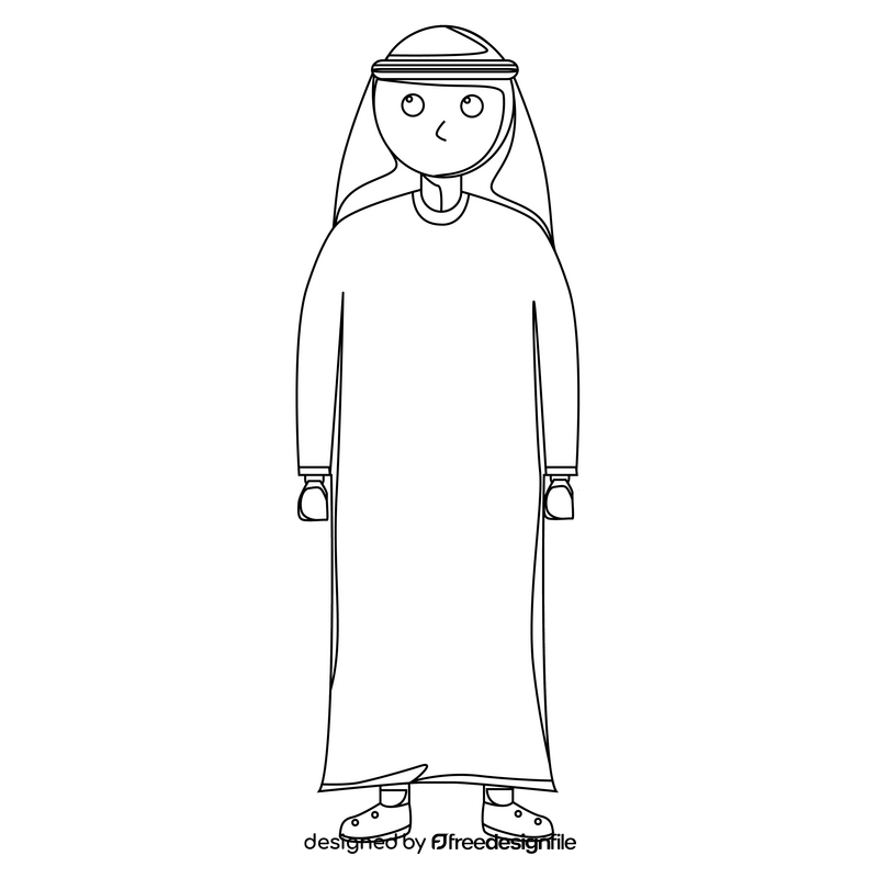 UAE traditional dress black and white clipart