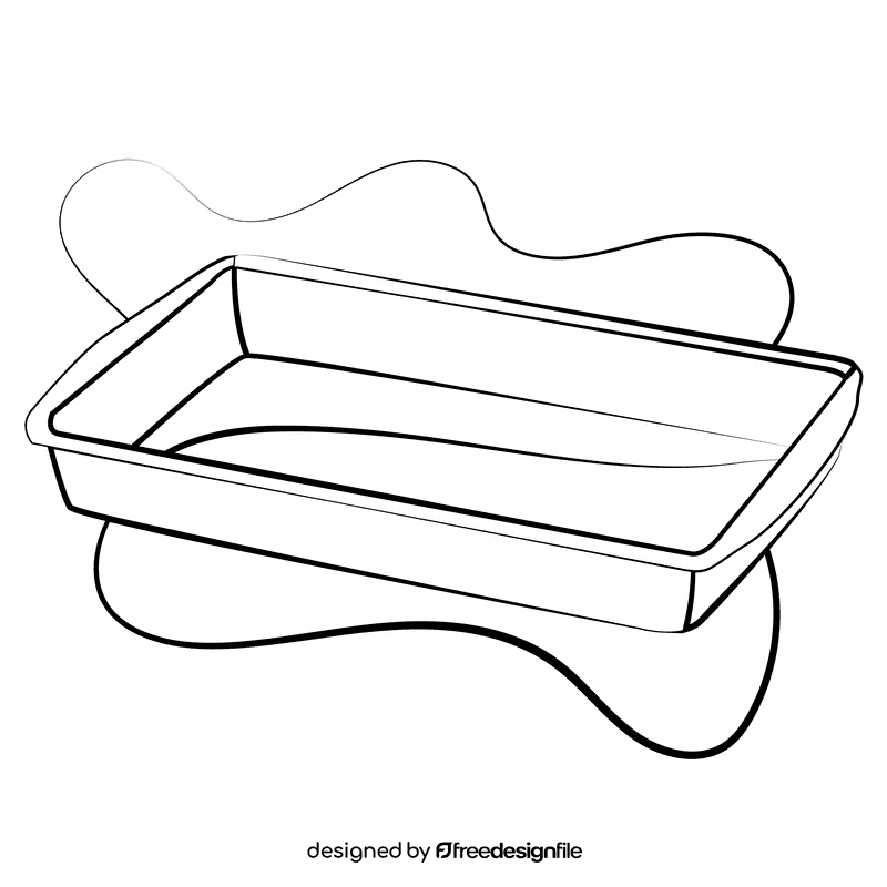 Baking tin rectangular black and white clipart