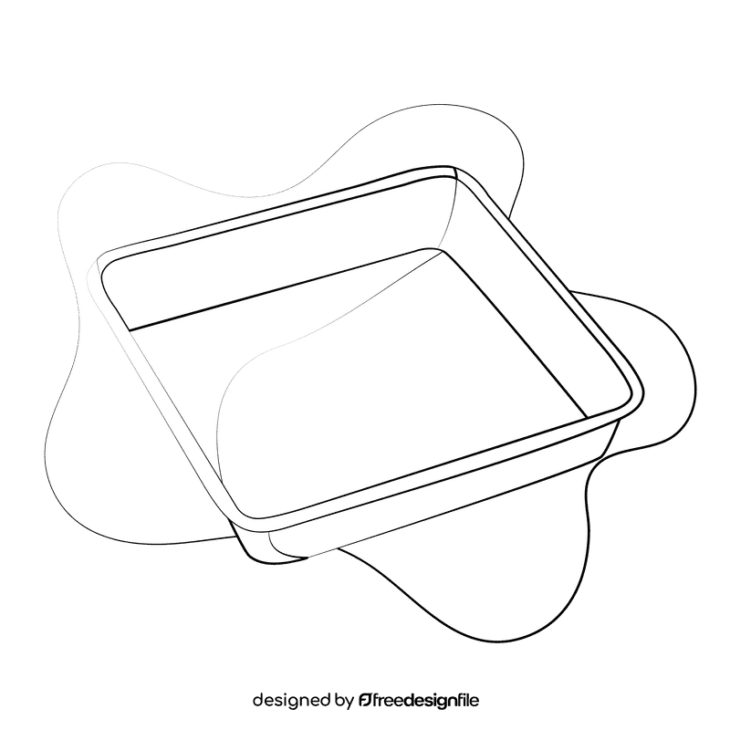 Baking tin square black and white clipart