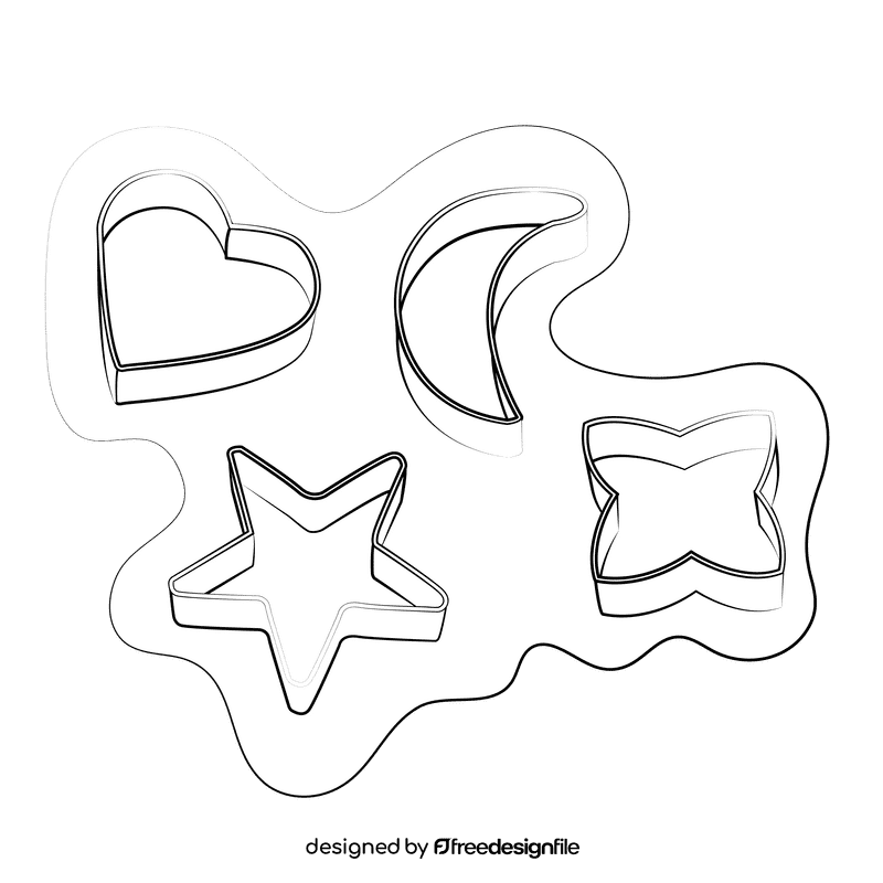 Cookie cutters black and white clipart