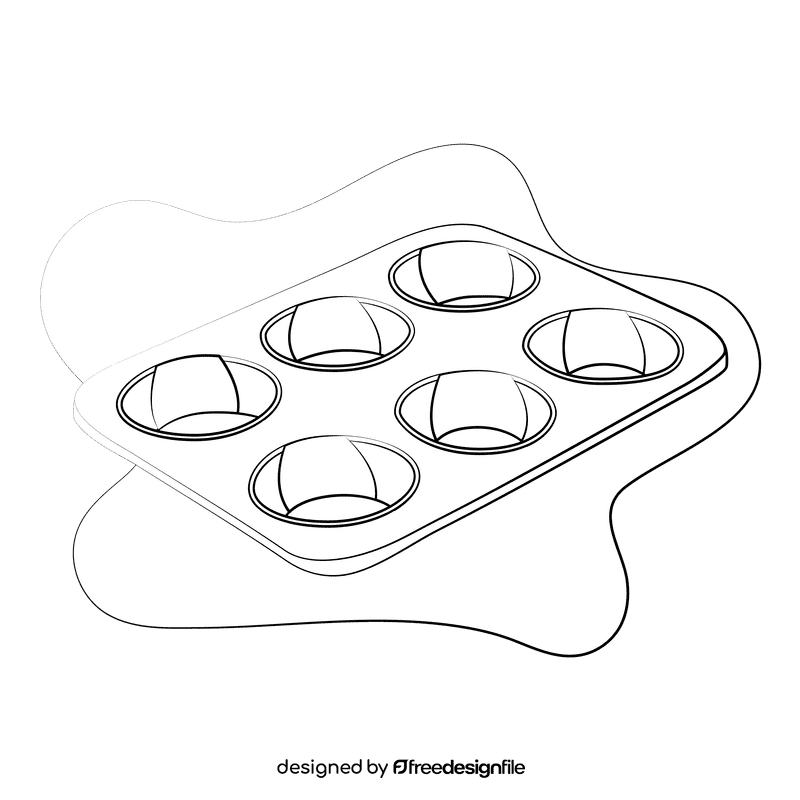 Muffin pan black and white clipart