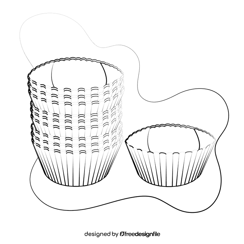 Paper baking cups black and white clipart