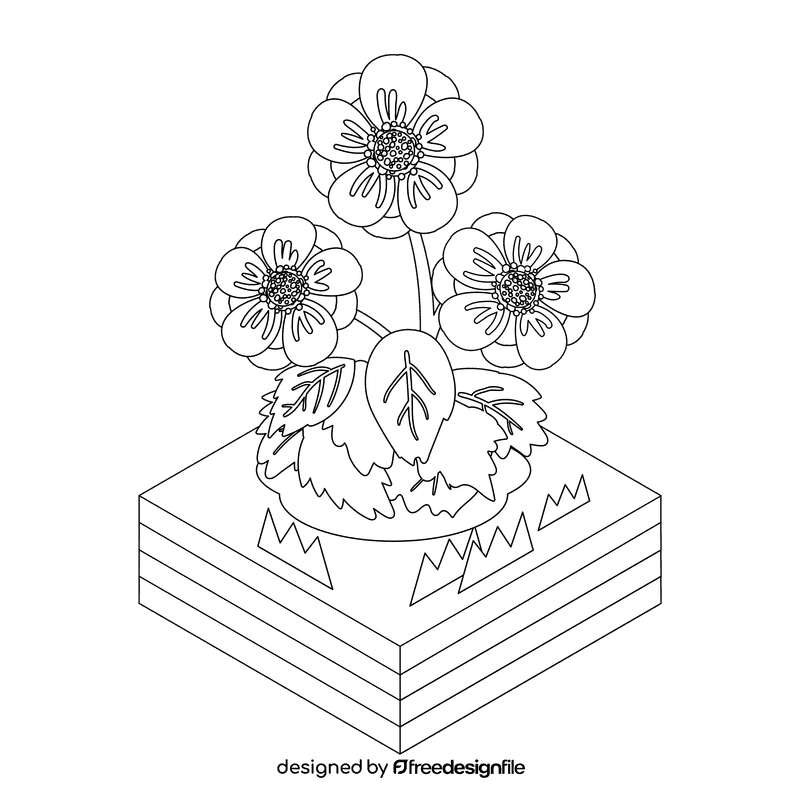 Anemone flower black and white clipart