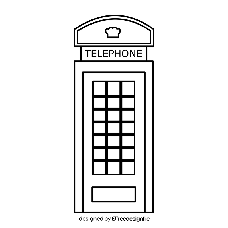 London phone booth black and white clipart