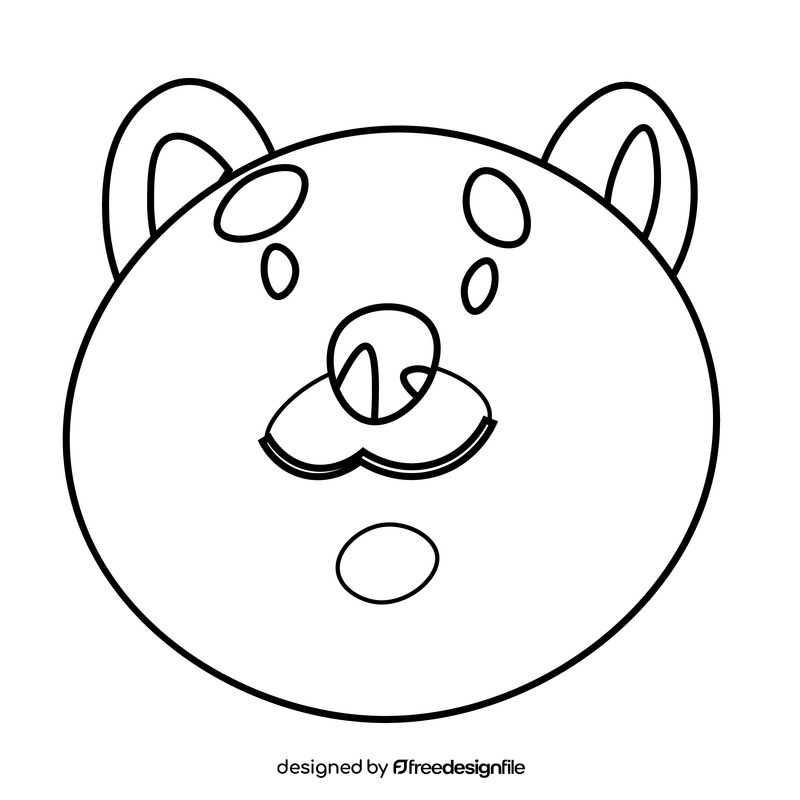 Cartoon bear head black and white clipart