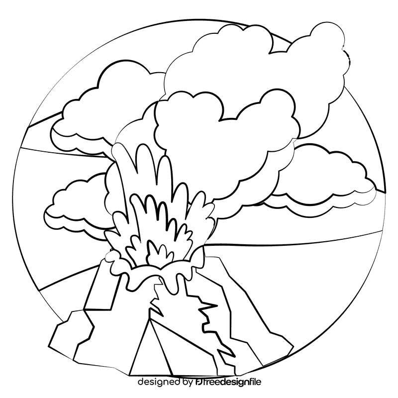 Caldera volcano black and white clipart