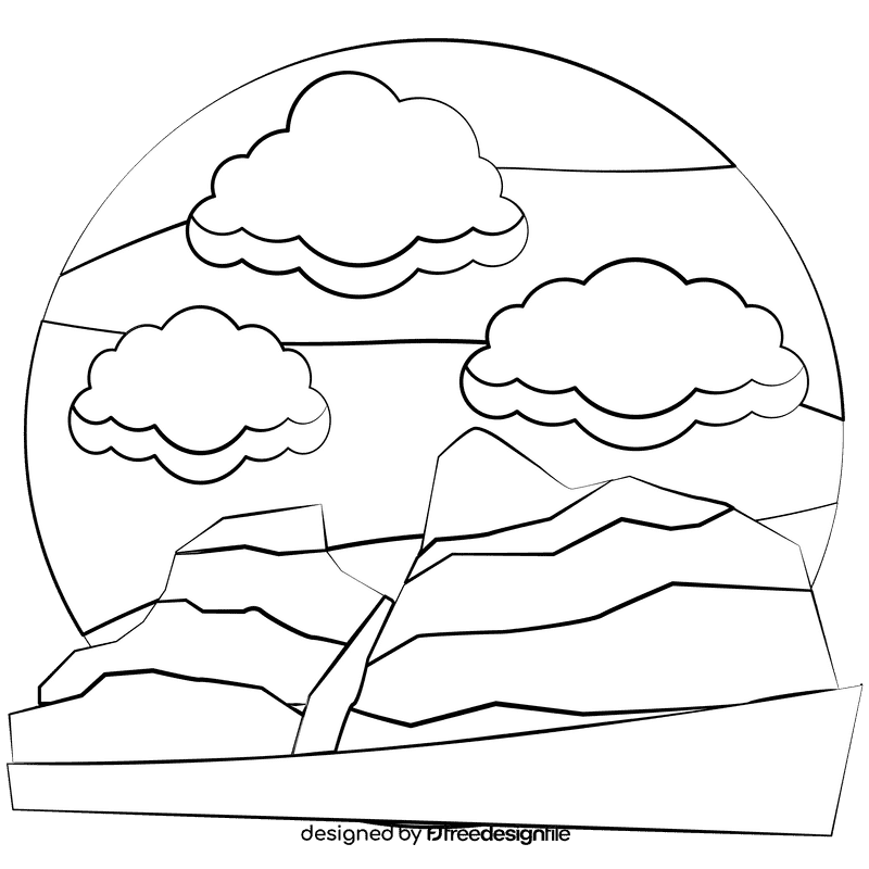 Canyon mountain black and white clipart free download